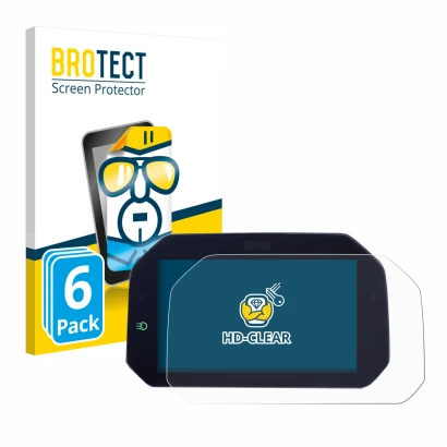 Face avant d’un emballage produit avec le logo de la marque BROTECT. À côté, l’appareil BMW R 1300 GS TFT 6.5" est représenté 