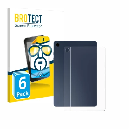 Face avant d’un emballage produit avec le logo de la marque BROTECT. À côté, l’appareil Samsung Galaxy Tab A9 Plus 5G (Arrière