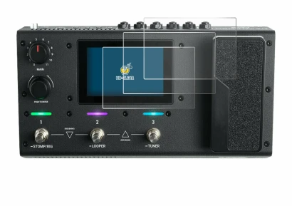 Image de l'appareil Headrush MX5 avec une grande variété de protections d'écran.