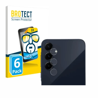 Face avant d’un emballage produit avec le logo de la marque BROTECT. À côté, l’appareil Samsung Galaxy A55 5G (Caméra UNIQUEME