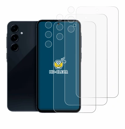 Image de l'appareil Samsung Galaxy A35 5G (Avant+Caméra) avec une grande variété de protections d'écran.