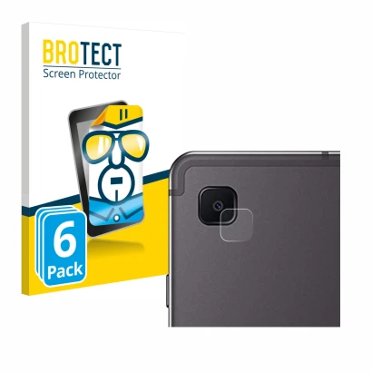 Face avant d’un emballage produit avec le logo de la marque BROTECT. À côté, l’appareil Samsung Galaxy Tab S6 Lite WiFi 2024 (