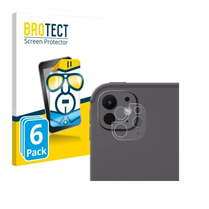 Face avant d’un emballage produit avec le logo de la marque BROTECT. À côté, l’appareil Apple iPad Pro 11" 2024 (Caméra UNIQUE