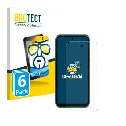 Face avant d’un emballage produit avec le logo de la marque BROTECT. À côté, l’appareil Nokia XR21 Limited Edition est représe