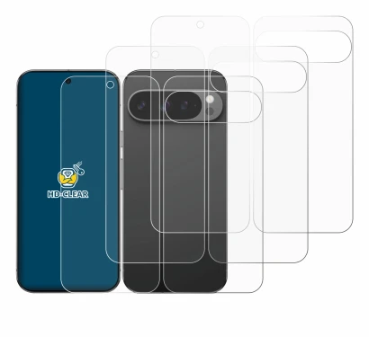 Image de l'appareil Google Pixel 9 Pro XL (Avant+Arrière) avec une grande variété de protections d'écran.