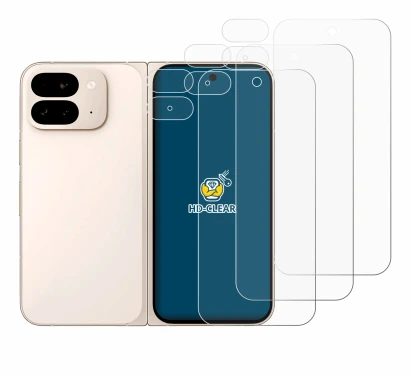 Image de l'appareil Google Pixel 9 Pro Fold (Avant+Caméra) avec une grande variété de protections d'écran.