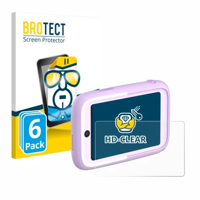 Face avant d’un emballage produit avec le logo de la marque BROTECT. À côté, l’appareil Myfirst Camera 50 est représenté avec