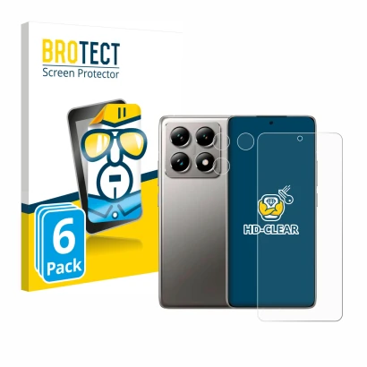 Face avant d’un emballage produit avec le logo de la marque BROTECT. À côté, l’appareil Xiaomi 14T (Avant+Caméra) est représen