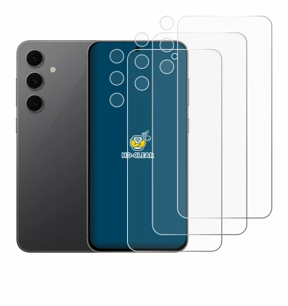 Image de l'appareil Samsung Galaxy S24 FE (Avant+Caméra) avec une grande variété de protections d'écran.