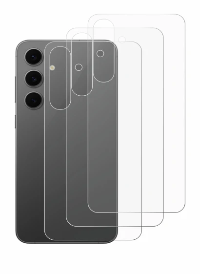 Image de l'appareil Samsung Galaxy S24 FE (Arrière) avec une grande variété de protections d'écran.