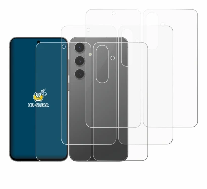 Image de l'appareil Samsung Galaxy S24 FE (Avant+Arrière) avec une grande variété de protections d'écran.