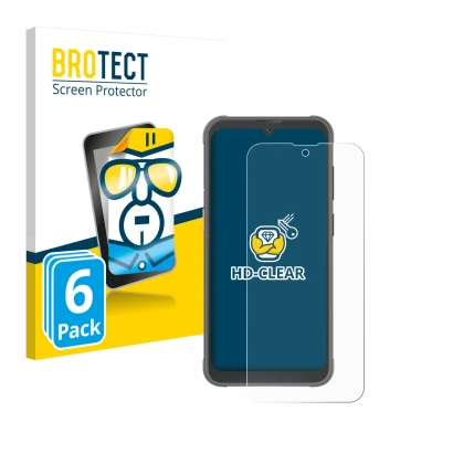 Face avant d’un emballage produit avec le logo de la marque BROTECT. À côté, l’appareil Blackview BV5200 Pro est représenté av