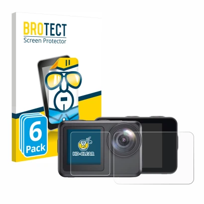 Face avant d’un emballage produit avec le logo de la marque BROTECT. À côté, l’appareil Akaso Brave 7 LE est représenté avec l