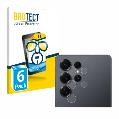 Face avant d’un emballage produit avec le logo de la marque BROTECT. À côté, l’appareil Samsung Galaxy S25 Ultra Enterprise Ed