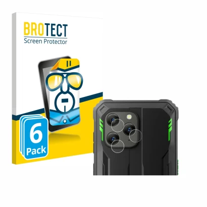 Face avant d’un emballage produit avec le logo de la marque BROTECT. À côté, l’appareil Blackview BV5300 Plus (Caméra UNIQUEME