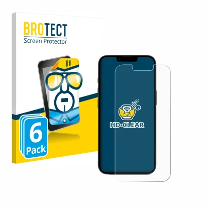 Face avant d’un emballage produit avec le logo de la marque BROTECT. À côté, l’appareil Apple iPhone 16e est représenté avec l