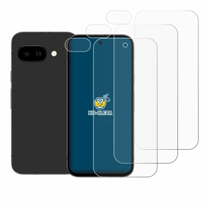 Image de l'appareil Google Pixel 9a (Avant+Caméra) avec une grande variété de protections d'écran.