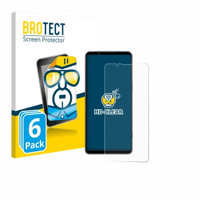 Face avant d’un emballage produit avec le logo de la marque BROTECT. À côté, l’appareil Sony Xperia 1 VII est représenté avec 