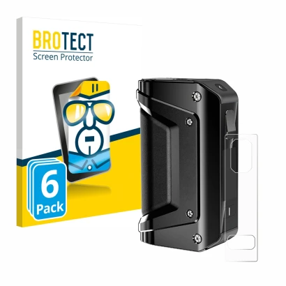 Face avant d’un emballage produit avec le logo de la marque BROTECT. À côté, l’appareil GeekVape Aegis Legend 3 est représenté