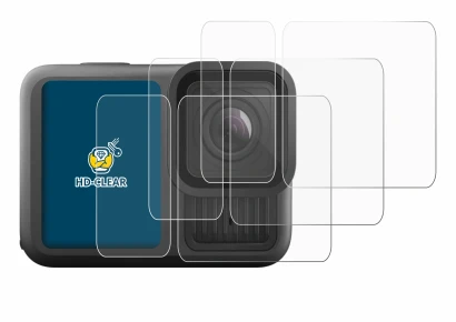 Image de l'appareil GoPro Hero 13 Black Ultra Wide Edition avec une grande variété de protections d'écran.