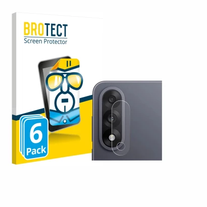 Face avant d’un emballage produit avec le logo de la marque BROTECT. À côté, l’appareil OnePlus Nord 5 (Caméra UNIQUEMENT) est