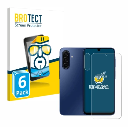 Face avant d’un emballage produit avec le logo de la marque BROTECT. À côté, l’appareil Samsung Galaxy A17 5G (Avant+Caméra) e