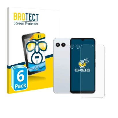 Face avant d’un emballage produit avec le logo de la marque BROTECT. À côté, l’appareil Telekom T Phone 3 (Avant+Caméra) est r