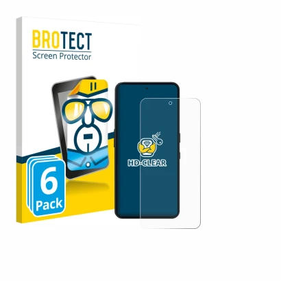 Face avant d’un emballage produit avec le logo de la marque BROTECT. À côté, l’appareil Nothing Phone (3a) Lite est représenté