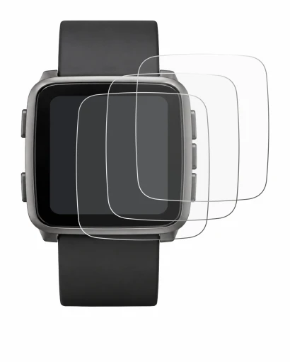 Image de l'appareil Pebble Time 2 2026 avec une grande variété de protections d'écran.