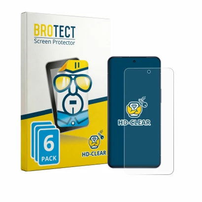 Face avant d’un emballage produit avec le logo de la marque BROTECT. À côté, l’appareil Sharp Aquos R11 est représenté avec la
