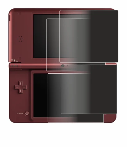 Image de l'appareil Nintendo DSi XL avec une grande variété de protections d'écran.