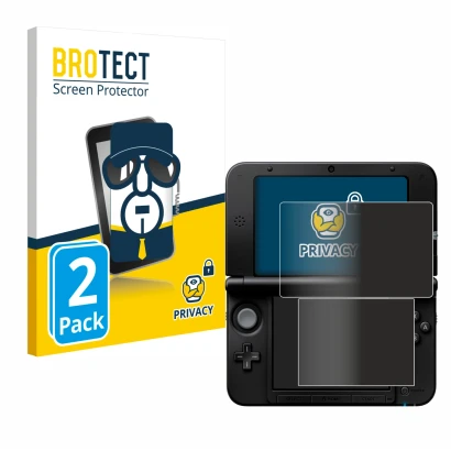 Face avant d’un emballage produit avec le logo de la marque BROTECT. À côté, l’appareil Nintendo 3DS XL SPM7800 est représenté