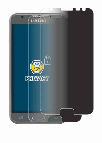 Image de l'appareil Samsung Galaxy J3 2017 avec une grande variété de protections d'écran.