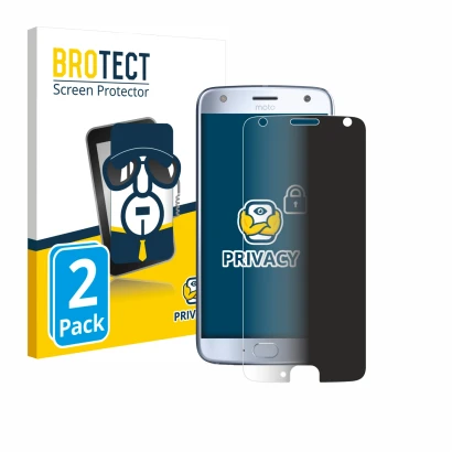 Face avant d’un emballage produit avec le logo de la marque BROTECT. À côté, l’appareil Lenovo Moto X4 est représenté avec la 