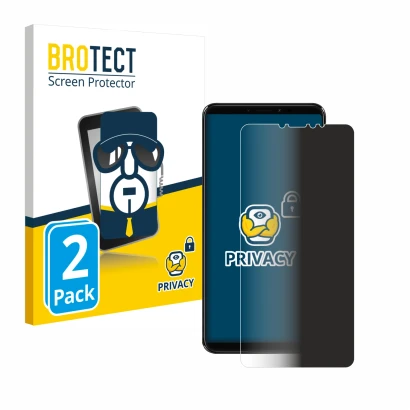 Face avant d’un emballage produit avec le logo de la marque BROTECT. À côté, l’appareil Xiaomi Mi Max 3 est représenté avec la