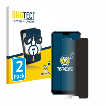 Face avant d’un emballage produit avec le logo de la marque BROTECT. À côté, l’appareil Honor 10 est représenté avec la protec