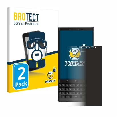 Face avant d’un emballage produit avec le logo de la marque BROTECT. À côté, l’appareil BlackBerry Key2 est représenté avec la
