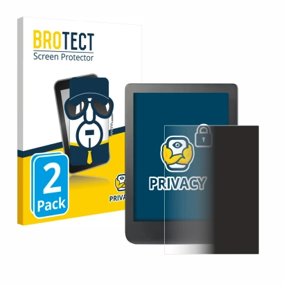 Face avant d’un emballage produit avec le logo de la marque BROTECT. À côté, l’appareil Kobo Clara HD (6") est représenté avec