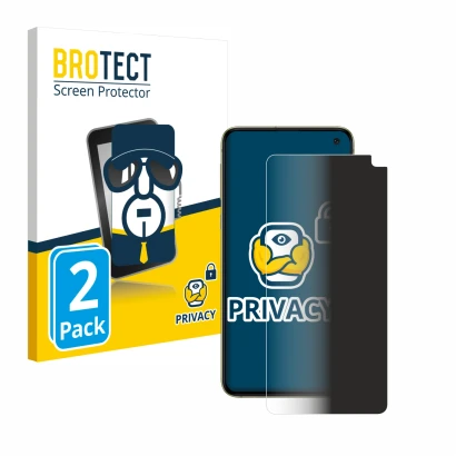 Face avant d’un emballage produit avec le logo de la marque BROTECT. À côté, l’appareil Samsung Galaxy S10e est représenté ave