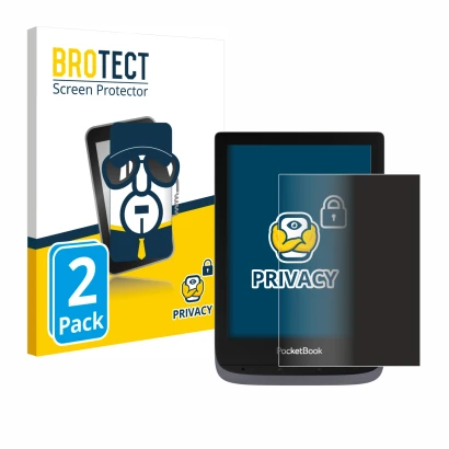 Face avant d’un emballage produit avec le logo de la marque BROTECT. À côté, l’appareil PocketBook Touch HD 3 est représenté a