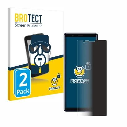 Face avant d’un emballage produit avec le logo de la marque BROTECT. À côté, l’appareil Sony Xperia 5 est représenté avec la p