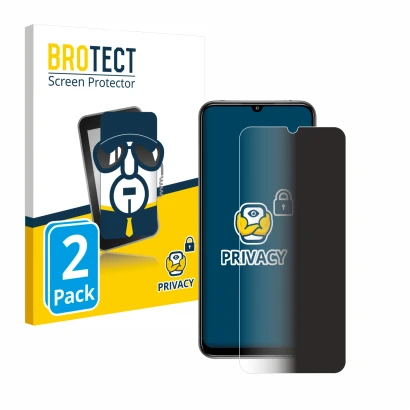 Face avant d’un emballage produit avec le logo de la marque BROTECT. À côté, l’appareil Xiaomi Mi 10 Lite est représenté avec 