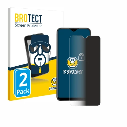 Face avant d’un emballage produit avec le logo de la marque BROTECT. À côté, l’appareil Xiaomi Redmi 9 est représenté avec la 