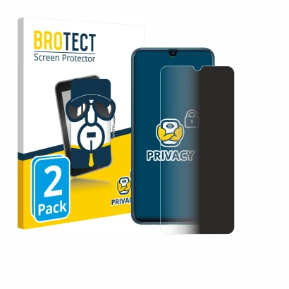 Face avant d’un emballage produit avec le logo de la marque BROTECT. À côté, l’appareil Samsung Galaxy M21 2021 est représenté
