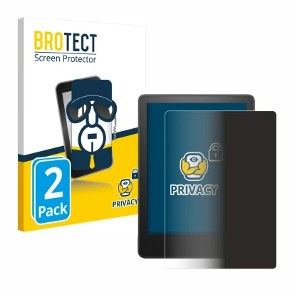 Face avant d’un emballage produit avec le logo de la marque BROTECT. À côté, l’appareil Amazon Kindle Paperwhite 2021 (11ème G