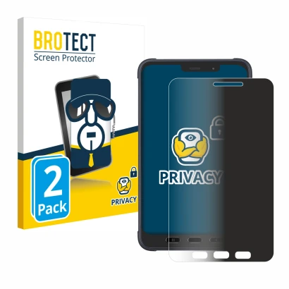 Face avant d’un emballage produit avec le logo de la marque BROTECT. À côté, l’appareil Samsung Galaxy Tab Active 3 Enterprise
