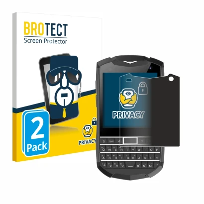 Face avant d’un emballage produit avec le logo de la marque BROTECT. À côté, l’appareil Unihertz Titan Pocket est représenté a