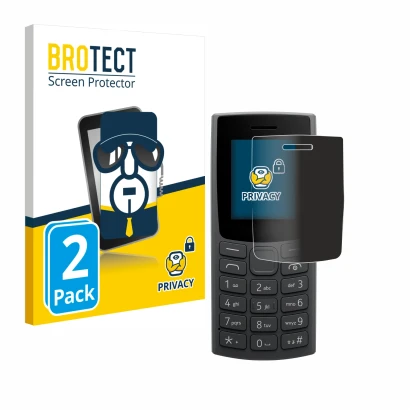 Face avant d’un emballage produit avec le logo de la marque BROTECT. À côté, l’appareil Nokia 105 (2023) est représenté avec l
