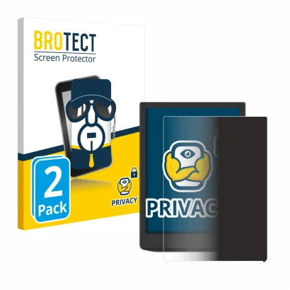 Face avant d’un emballage produit avec le logo de la marque BROTECT. À côté, l’appareil PocketBook InkPad 4 est représenté ave