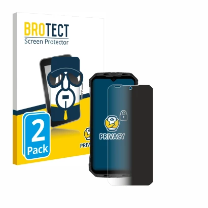 Face avant d’un emballage produit avec le logo de la marque BROTECT. À côté, l’appareil Doogee S110 est représenté avec la pro